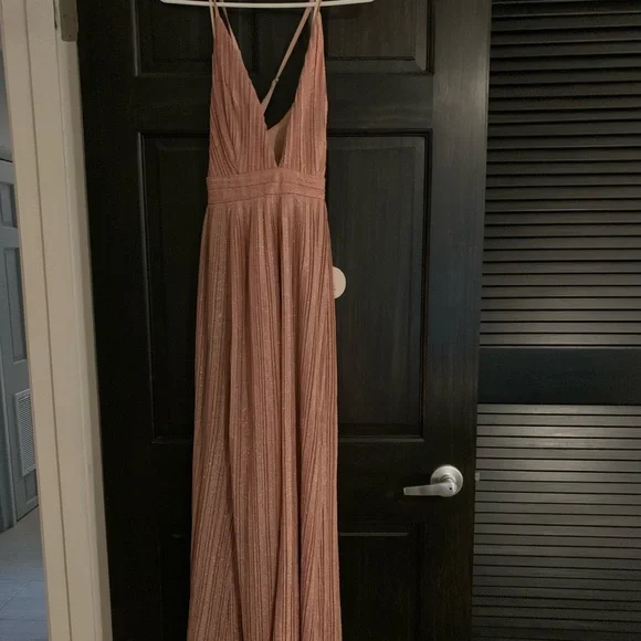 luxxel gold dress Elegant Black Brown Leopard Print V-Neck Cut-Out Satin Maxi Dress Long Sleeve with Middle Slit L / Black